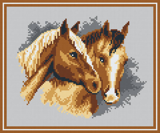 Horses In Love SIx [6] Baseplate PixelHobby Mini-mosaic Art Kits